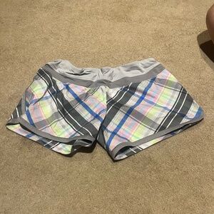 Lululemon shorts, size 12, blue, yellow, gray